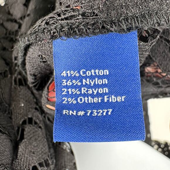 Apt 9 Jacket Black Lace Floral Womens L Open Front Sheer Long Sleeve Evening NWT - Picture 7 of 9